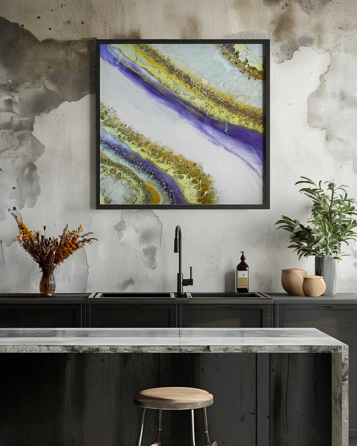 Vibrant Purple Gold Geode - Square Stretched Canvas, Poster or Fine Art Print - I Heart Wall Art - Poster Print, Canvas Print or Framed Art Print