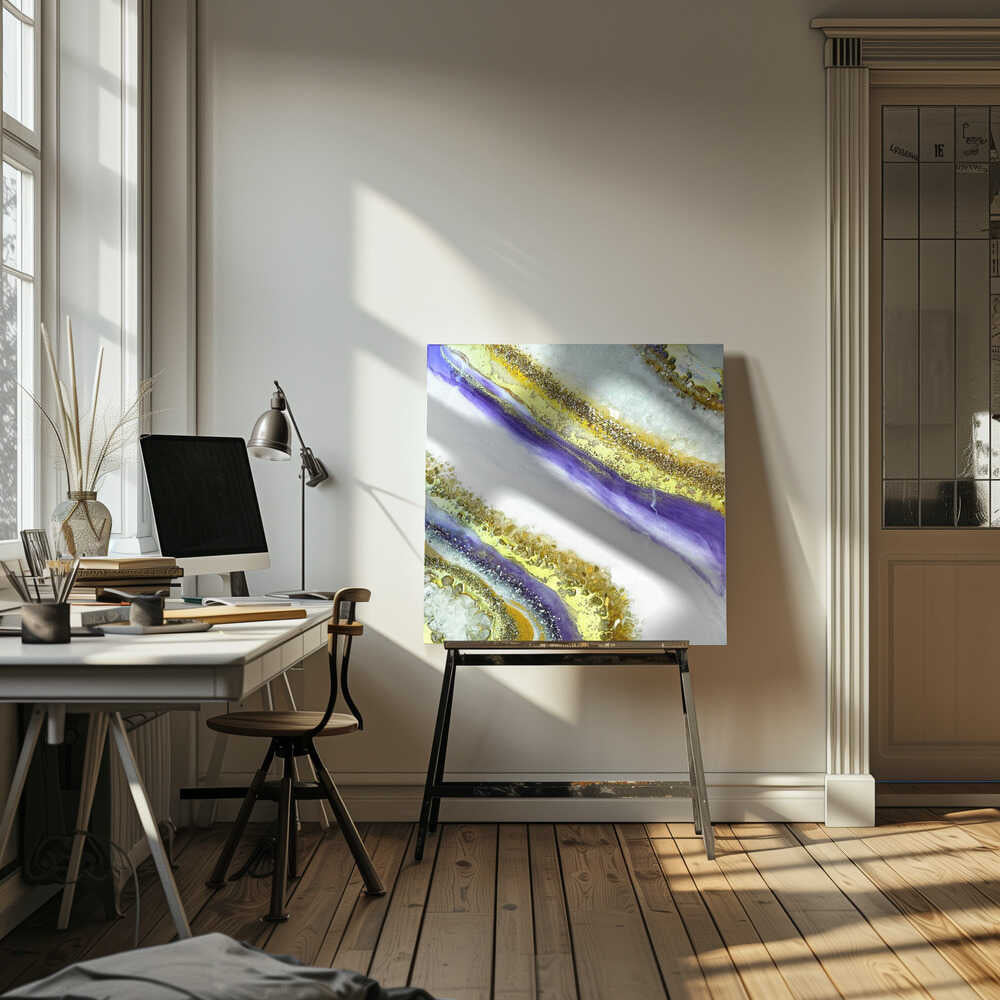 Vibrant Purple Gold Geode - Square Stretched Canvas, Poster or Fine Art Print - I Heart Wall Art - Poster Print, Canvas Print or Framed Art Print