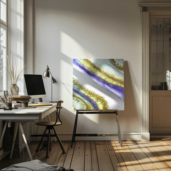 Vibrant Purple Gold Geode - Square Stretched Canvas, Poster or Fine Art Print - I Heart Wall Art - Poster Print, Canvas Print or Framed Art Print