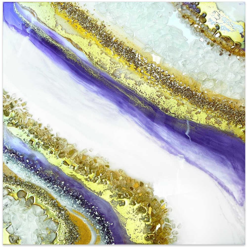 Vibrant Purple Gold Geode - Square Stretched Canvas, Poster or Fine Art Print - I Heart Wall Art - Poster Print, Canvas Print or Framed Art Print