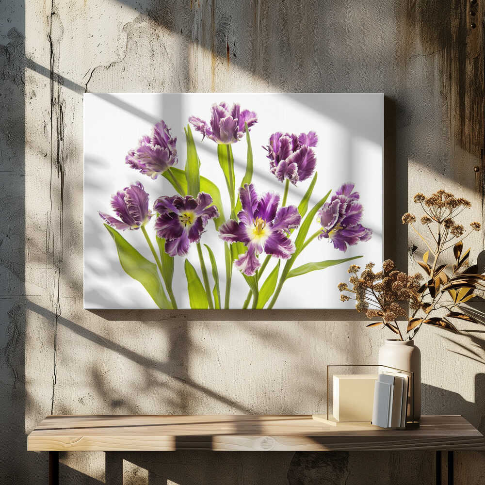 Vibrant Purple Tulips - Stretched Canvas Poster or Fine Art Print
