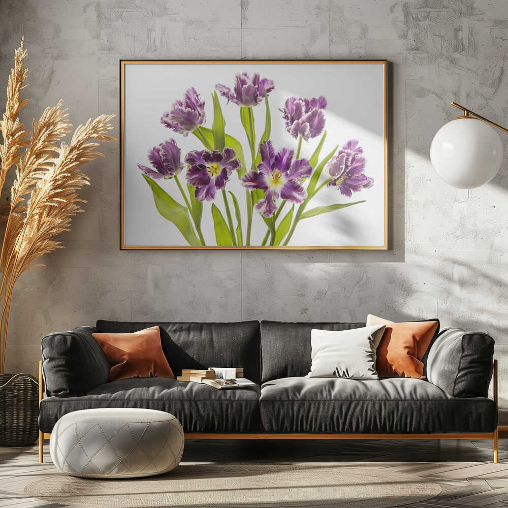 Vibrant Purple Tulips - Stretched Canvas Poster or Fine Art Print