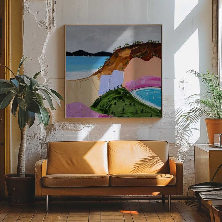 Vibrant Seaside Hills - Square Stretched Canvas, Poster or Fine Art Print by Angela Hawkey - I Heart Wall Art - Poster Print, Canvas Print or Framed Art Print