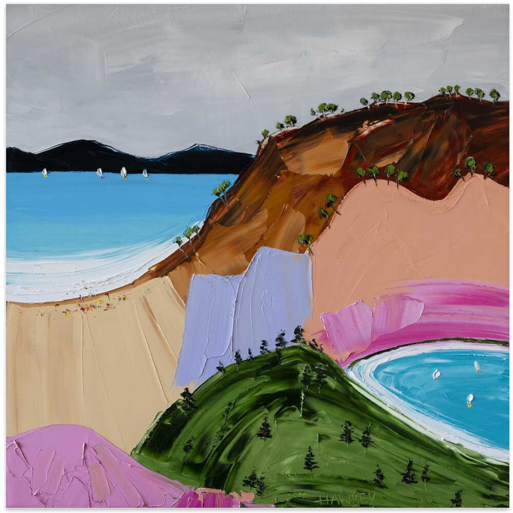 Vibrant Seaside Hills - Square Stretched Canvas, Poster or Fine Art Print by Angela Hawkey - I Heart Wall Art - Poster Print, Canvas Print or Framed Art Print