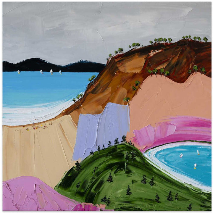 Vibrant Seaside Hills - Square Stretched Canvas, Poster or Fine Art Print by Angela Hawkey - I Heart Wall Art - Poster Print, Canvas Print or Framed Art Print