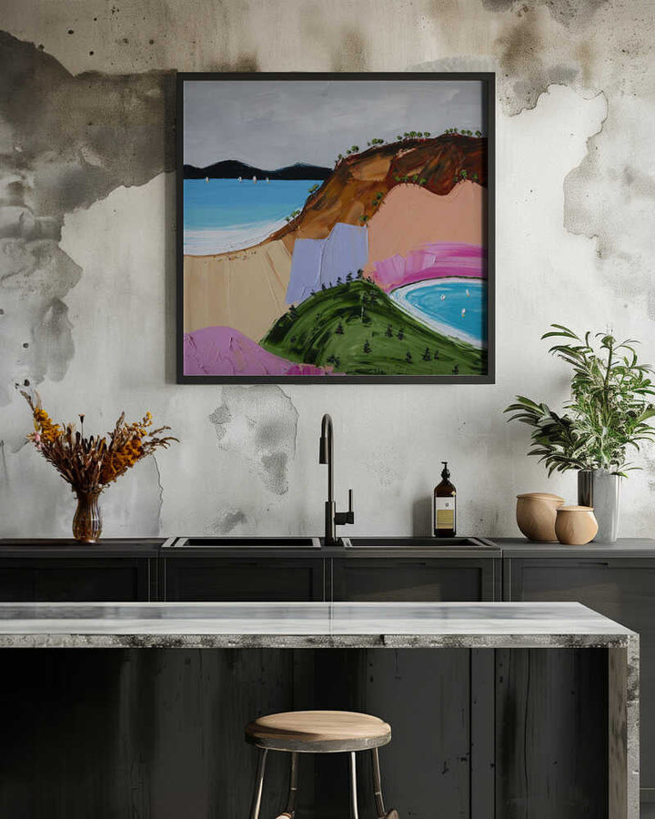 Vibrant Seaside Hills - Square Stretched Canvas, Poster or Fine Art Print by Angela Hawkey - I Heart Wall Art - Poster Print, Canvas Print or Framed Art Print