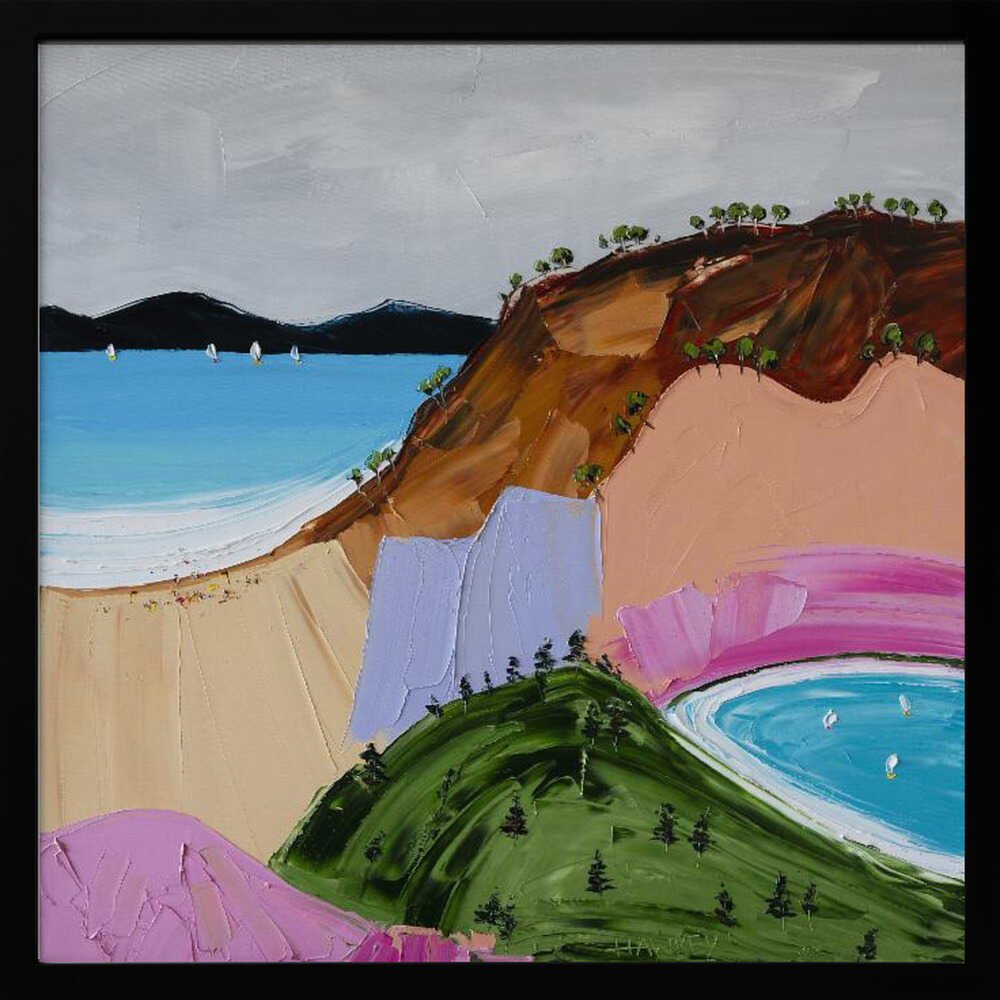 Vibrant Seaside Hills - Square Stretched Canvas, Poster or Fine Art Print by Angela Hawkey - I Heart Wall Art - Poster Print, Canvas Print or Framed Art Print