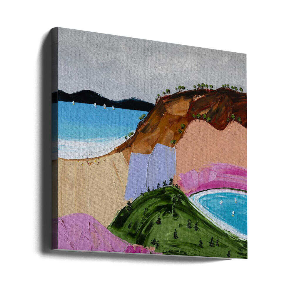Vibrant Seaside Hills - Square Stretched Canvas, Poster or Fine Art Print by Angela Hawkey - I Heart Wall Art - Poster Print, Canvas Print or Framed Art Print
