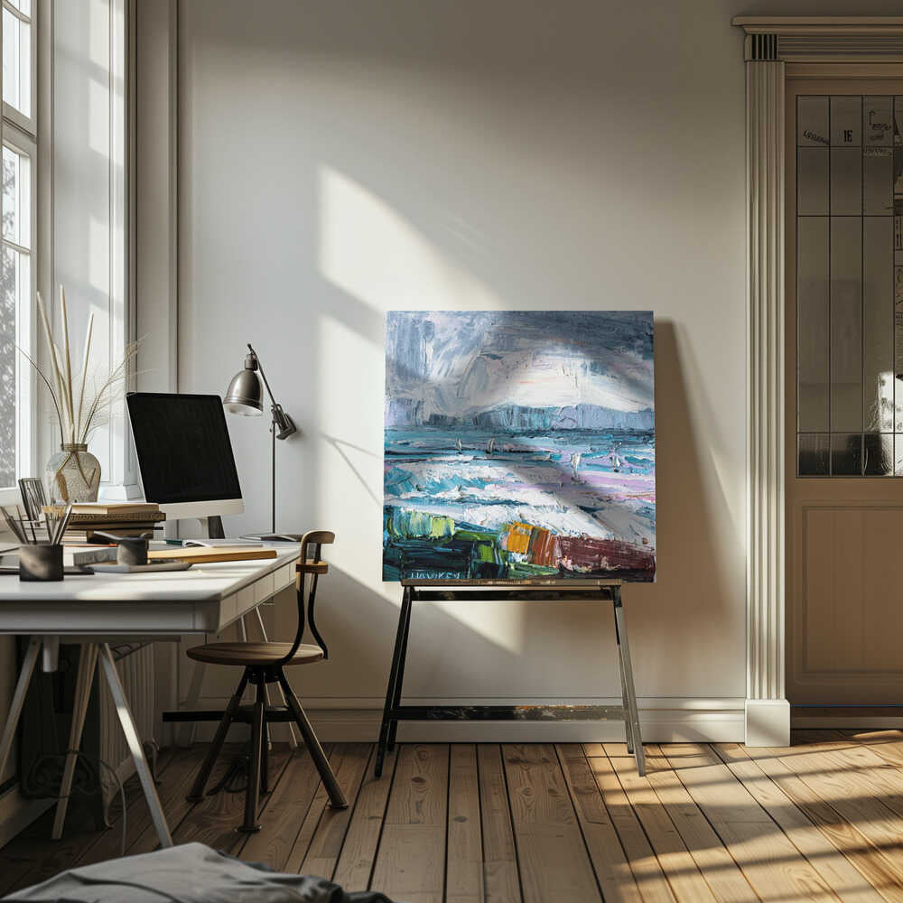 Vibrant Seaside Sails - Square Stretched Canvas, Poster or Fine Art Print by Angela Hawkey - I Heart Wall Art - Poster Print, Canvas Print or Framed Art Print