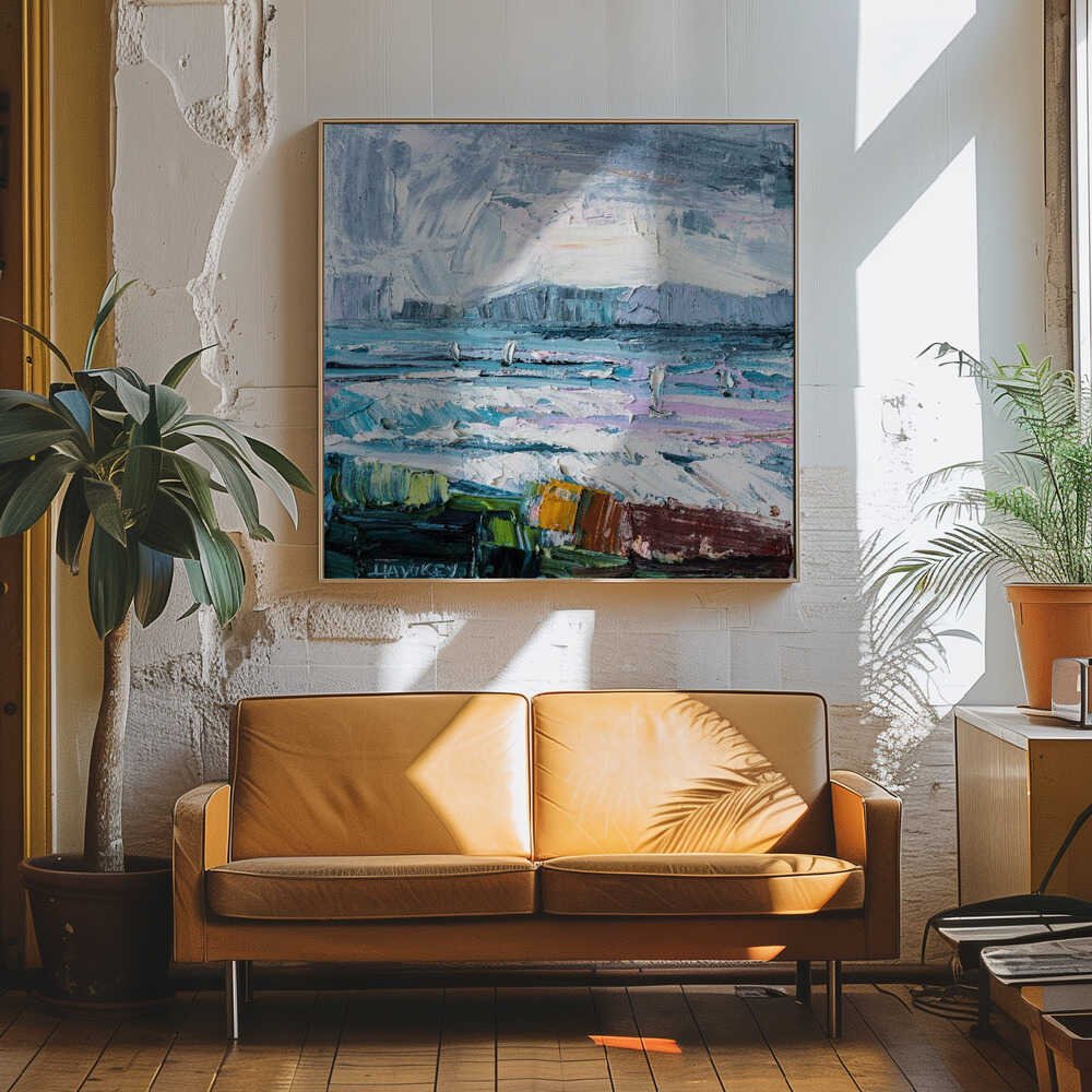 Vibrant Seaside Sails - Square Stretched Canvas, Poster or Fine Art Print by Angela Hawkey - I Heart Wall Art - Poster Print, Canvas Print or Framed Art Print