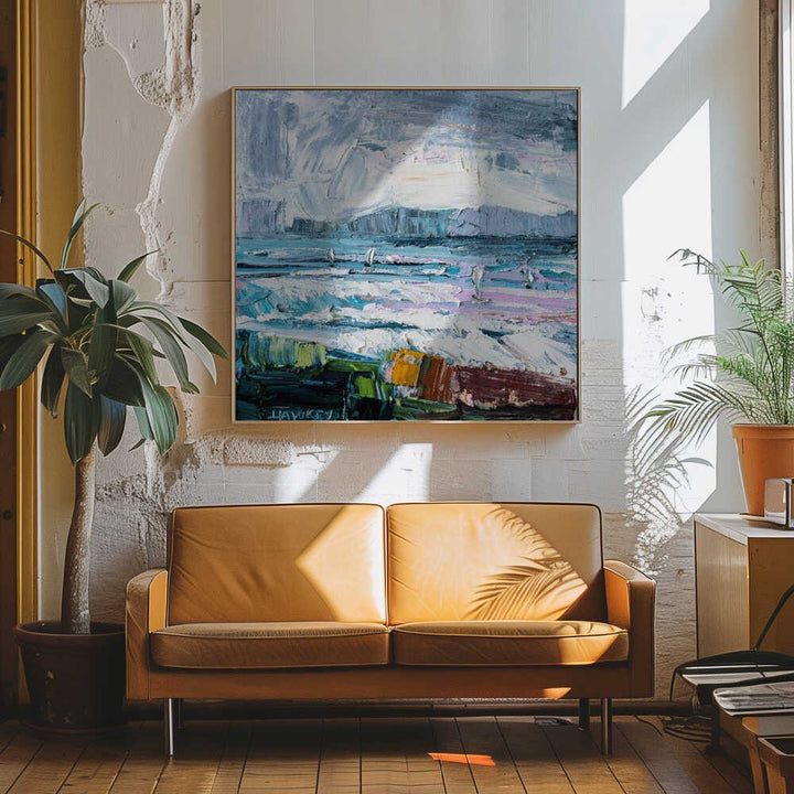 Vibrant Seaside Sails - Square Stretched Canvas, Poster or Fine Art Print by Angela Hawkey - I Heart Wall Art - Poster Print, Canvas Print or Framed Art Print