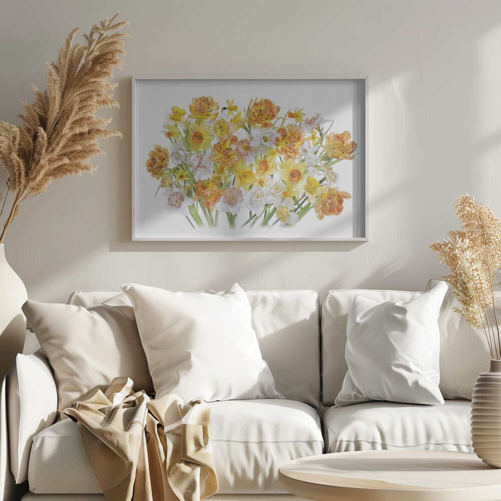 Vibrant Spring Bouquet - Floral Photographic Stretched Canvas Poster or Fine Art Print