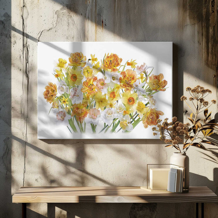 Vibrant Spring Bouquet - Floral Photographic Stretched Canvas Poster or Fine Art Print