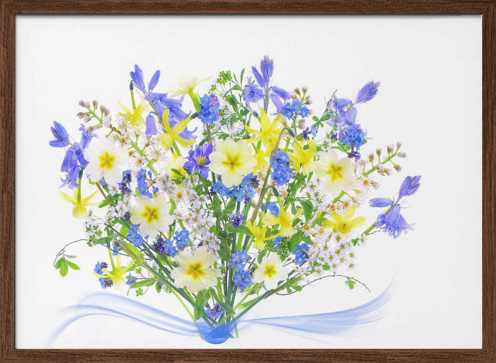 Vibrant Spring Flower Bouquet - Floral Photographic Stretched Canvas Poster or Fine Art Print