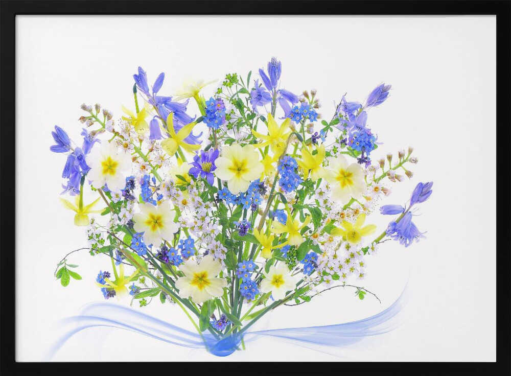 Vibrant Spring Flower Bouquet - Floral Photographic Stretched Canvas Poster or Fine Art Print