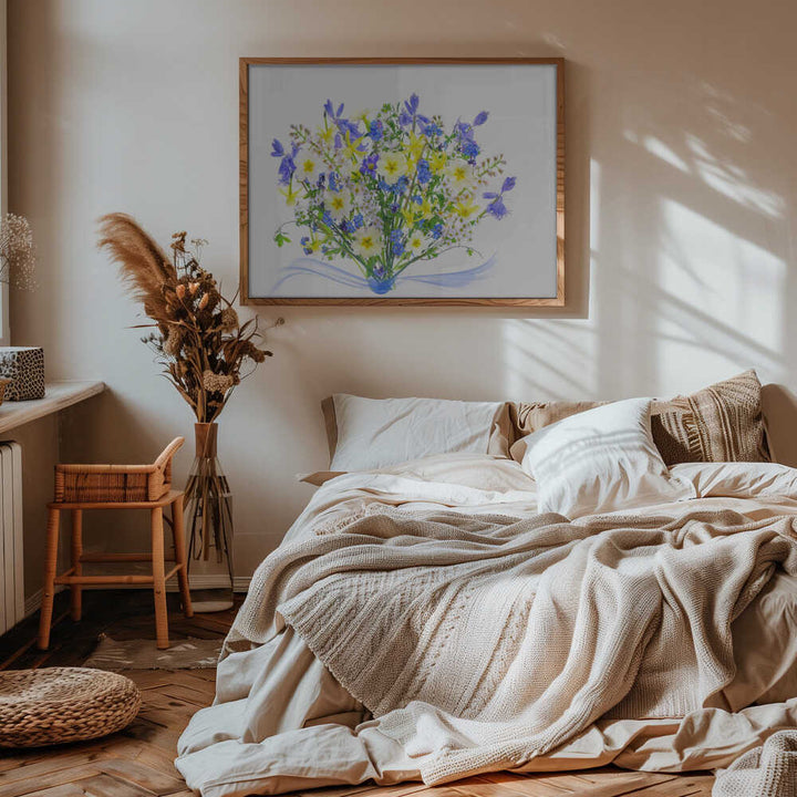 Vibrant Spring Flower Bouquet - Floral Photographic Stretched Canvas Poster or Fine Art Print