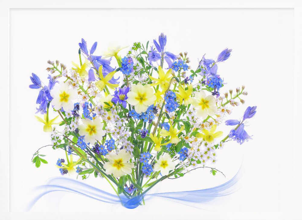 Vibrant Spring Flower Bouquet - Floral Photographic Stretched Canvas Poster or Fine Art Print