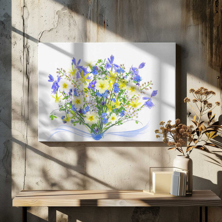 Vibrant Spring Flower Bouquet - Floral Photographic Stretched Canvas Poster or Fine Art Print