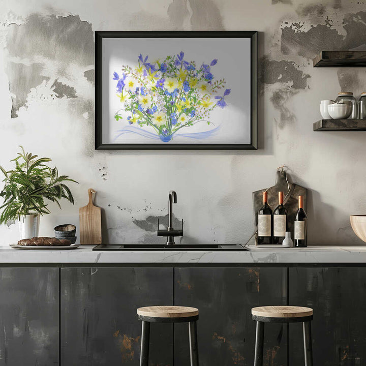 Vibrant Spring Flower Bouquet - Floral Photographic Stretched Canvas Poster or Fine Art Print