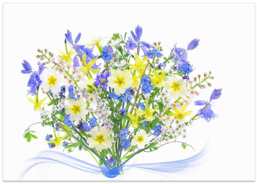 Vibrant Spring Flower Bouquet - Floral Photographic Stretched Canvas Poster or Fine Art Print