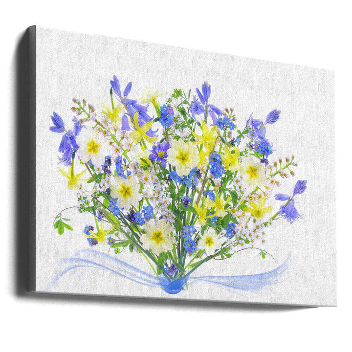 Vibrant Spring Flower Bouquet - Floral Photographic Stretched Canvas Poster or Fine Art Print