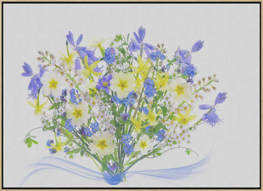 Vibrant Spring Flower Bouquet - Floral Photographic Stretched Canvas Poster or Fine Art Print