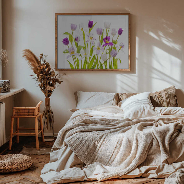 Vibrant Spring Tulips - Floral Photographic Stretched Canvas Poster or Fine Art Print
