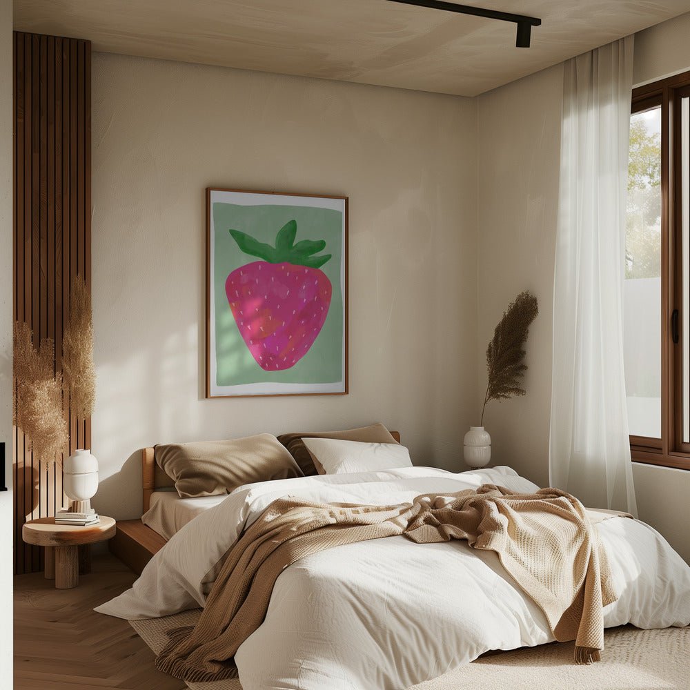 Vibrant strawberry - Stretched Canvas, Poster or Fine Art Print - I Heart Wall Art - Poster Print, Canvas Print or Framed Art Print