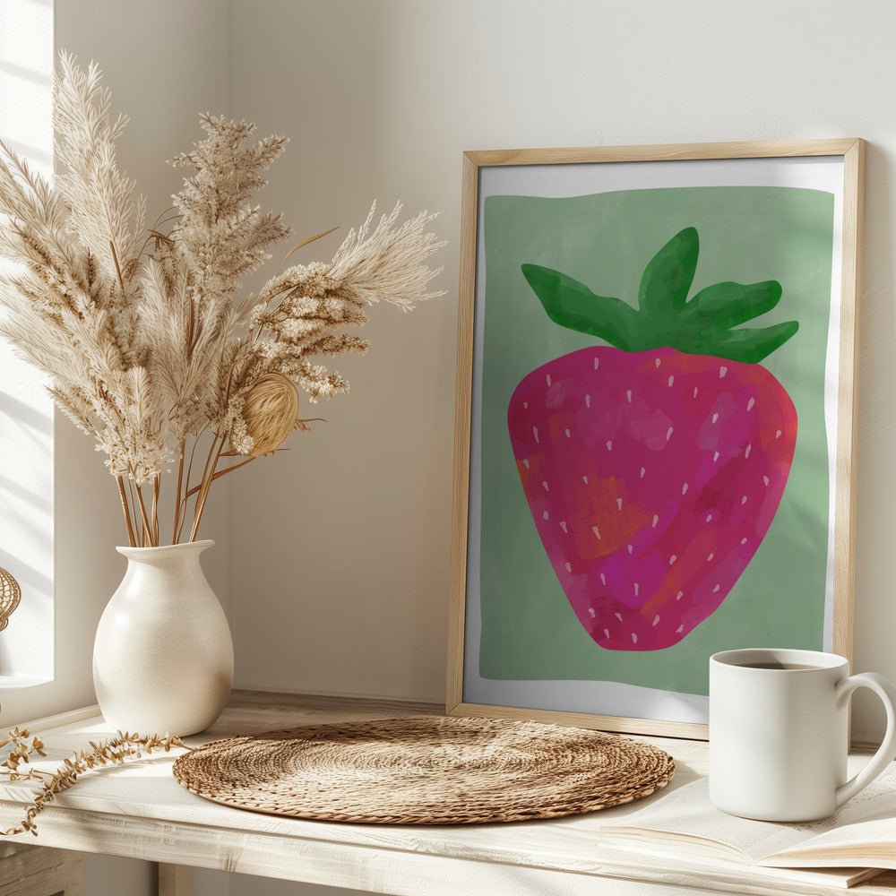 Vibrant strawberry - Stretched Canvas, Poster or Fine Art Print - I Heart Wall Art - Poster Print, Canvas Print or Framed Art Print