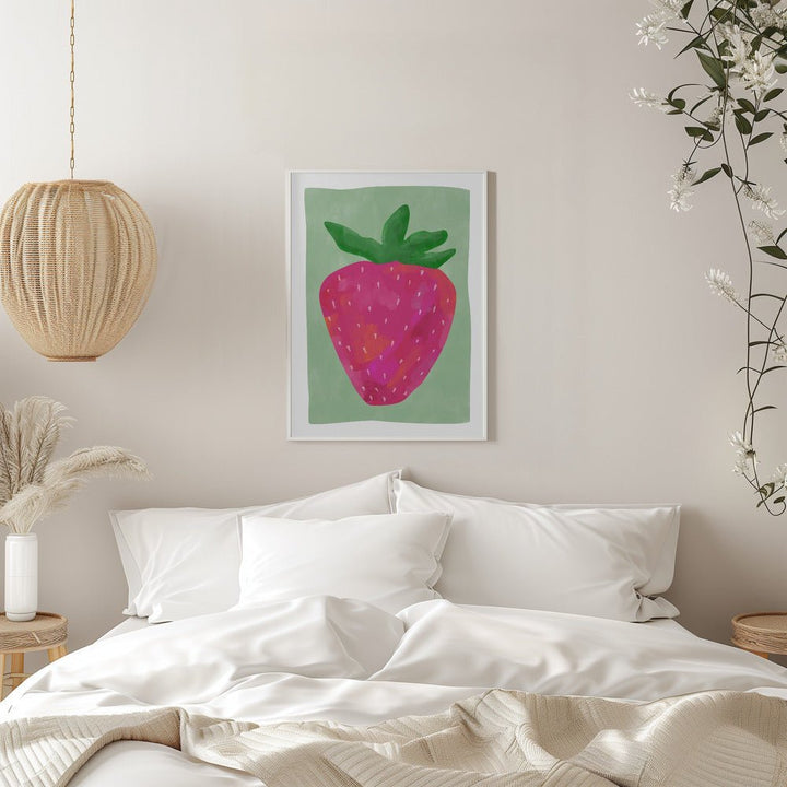 Vibrant strawberry - Stretched Canvas, Poster or Fine Art Print - I Heart Wall Art - Poster Print, Canvas Print or Framed Art Print