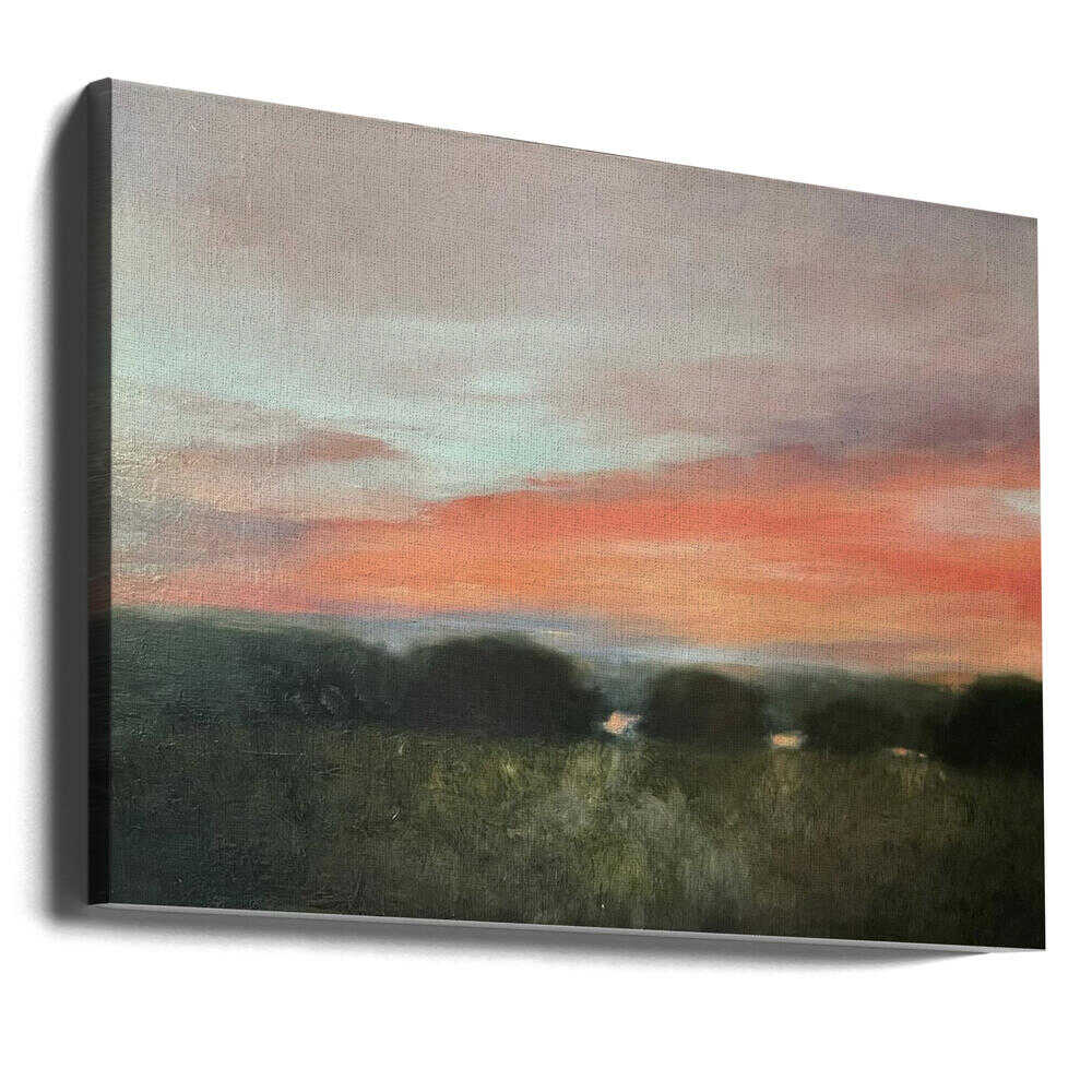 Vibrant Sunset Landscape - Stretched Canvas Poster or Fine Art Print