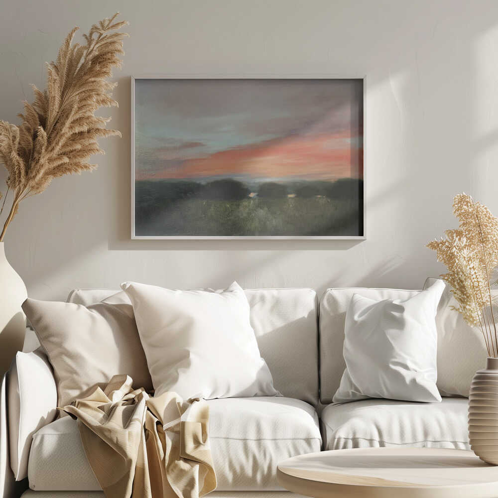 Vibrant Sunset Landscape - Stretched Canvas Poster or Fine Art Print