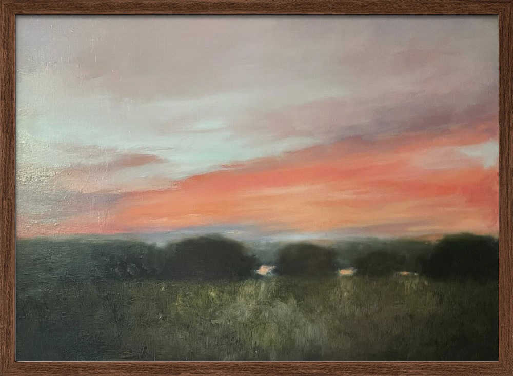 Vibrant Sunset Landscape - Stretched Canvas Poster or Fine Art Print