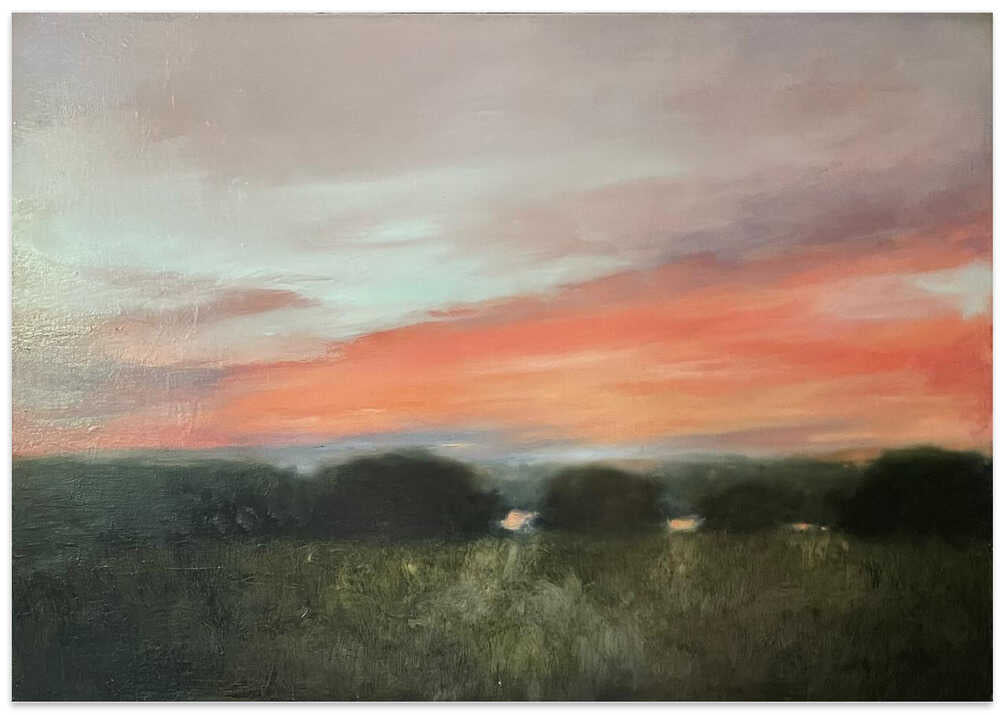 Vibrant Sunset Landscape - Stretched Canvas Poster or Fine Art Print