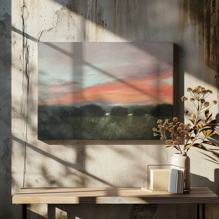 Vibrant Sunset Landscape - Stretched Canvas Poster or Fine Art Print
