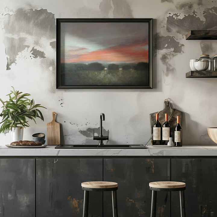 Vibrant Sunset Landscape - Stretched Canvas Poster or Fine Art Print