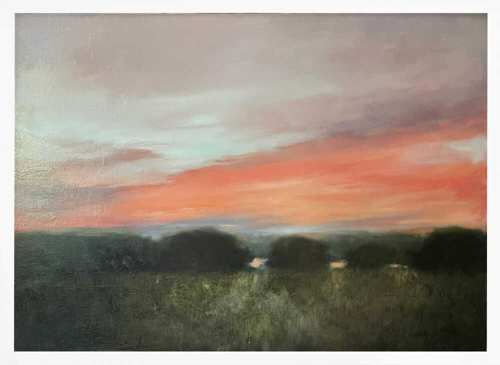 Vibrant Sunset Landscape - Stretched Canvas Poster or Fine Art Print