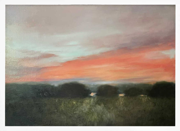 Vibrant Sunset Landscape - Stretched Canvas Poster or Fine Art Print