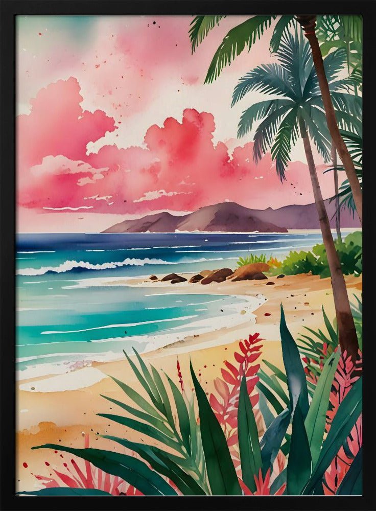 Vibrant Tropical Beach Artwork - Stretched Canvas, Poster or Fine Art Print - I Heart Wall Art - Poster Print, Canvas Print or Framed Art Print