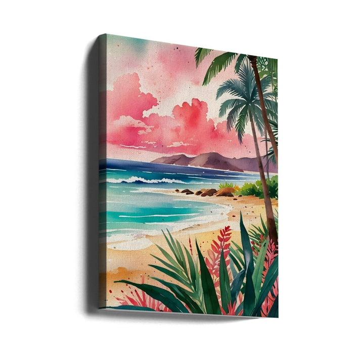 Vibrant Tropical Beach Artwork - Stretched Canvas, Poster or Fine Art Print - I Heart Wall Art - Poster Print, Canvas Print or Framed Art Print