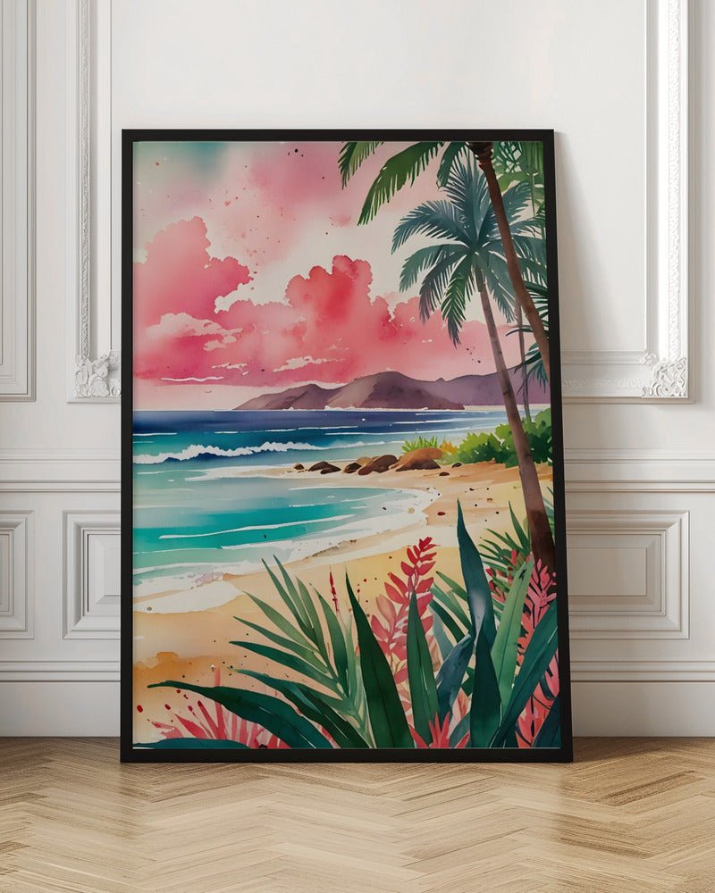 Vibrant Tropical Beach Artwork - Stretched Canvas, Poster or Fine Art Print - I Heart Wall Art - Poster Print, Canvas Print or Framed Art Print