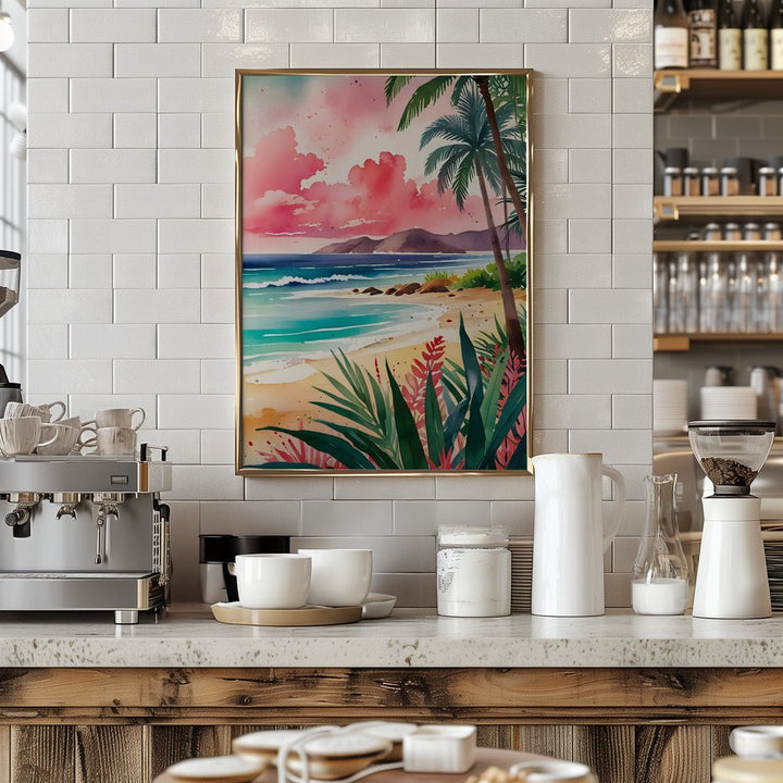 Vibrant Tropical Beach Artwork - Stretched Canvas, Poster or Fine Art Print - I Heart Wall Art - Poster Print, Canvas Print or Framed Art Print