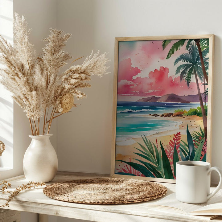 Vibrant Tropical Beach Artwork - Stretched Canvas, Poster or Fine Art Print - I Heart Wall Art - Poster Print, Canvas Print or Framed Art Print