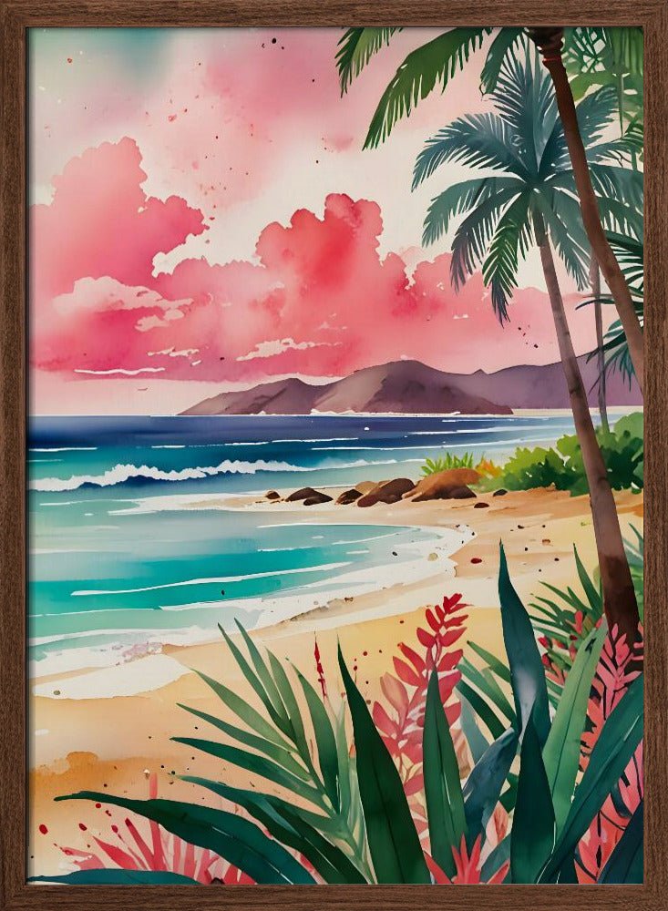 Vibrant Tropical Beach Artwork - Stretched Canvas, Poster or Fine Art Print - I Heart Wall Art - Poster Print, Canvas Print or Framed Art Print