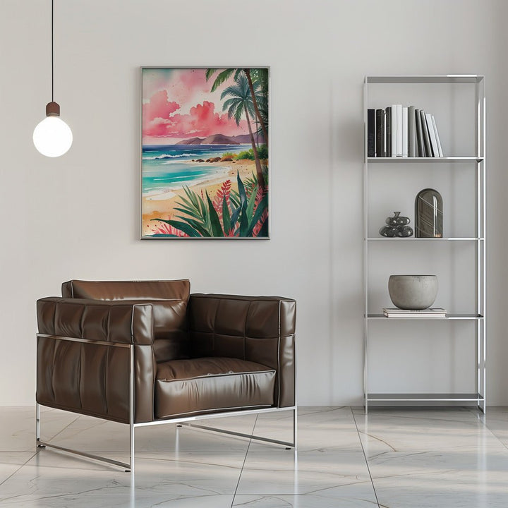 Vibrant Tropical Beach Artwork - Stretched Canvas, Poster or Fine Art Print - I Heart Wall Art - Poster Print, Canvas Print or Framed Art Print