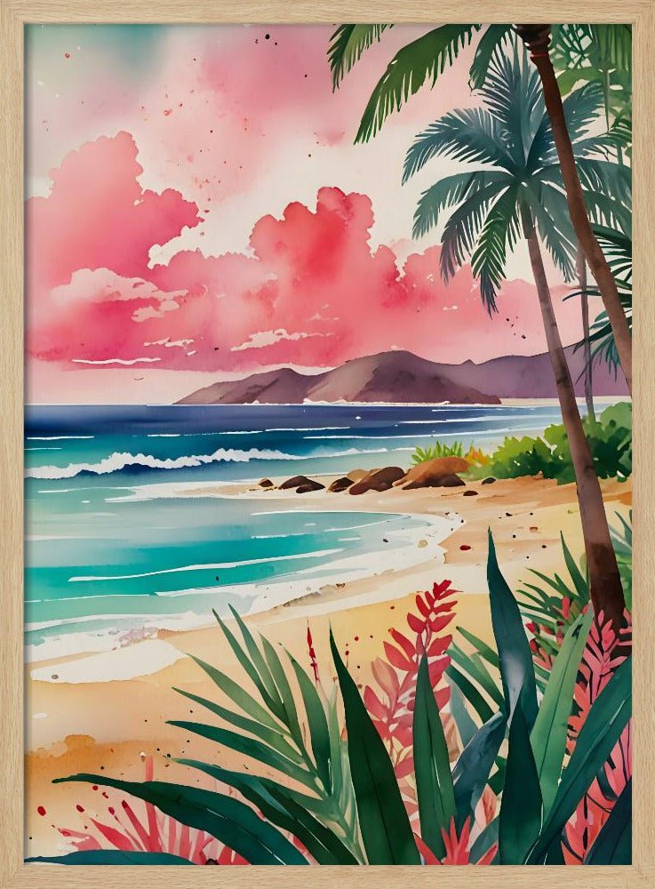 Vibrant Tropical Beach Artwork - Stretched Canvas, Poster or Fine Art Print - I Heart Wall Art - Poster Print, Canvas Print or Framed Art Print