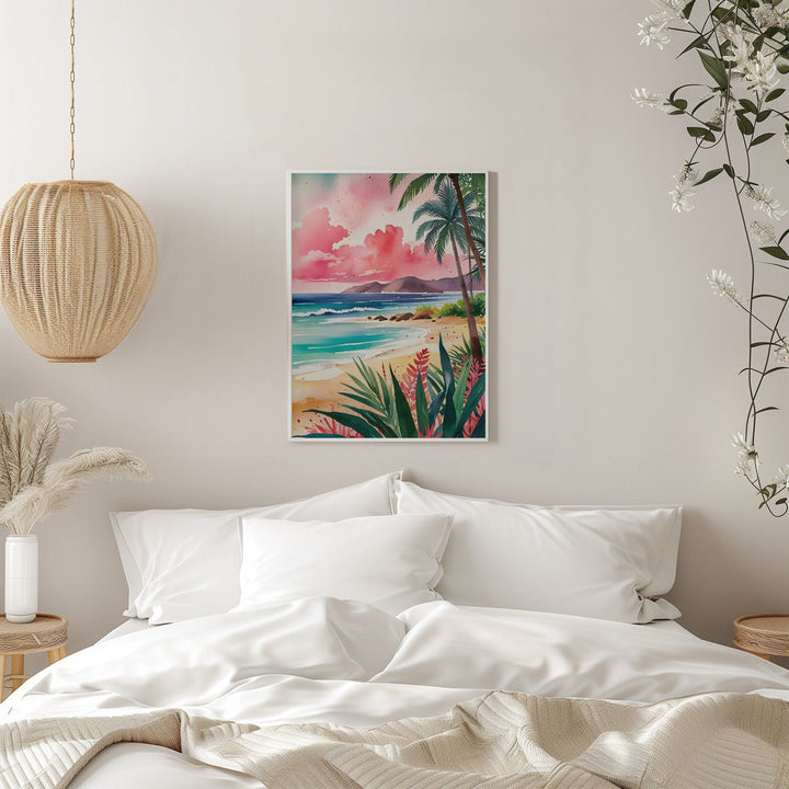 Vibrant Tropical Beach Artwork - Stretched Canvas, Poster or Fine Art Print I Heart Wall Art