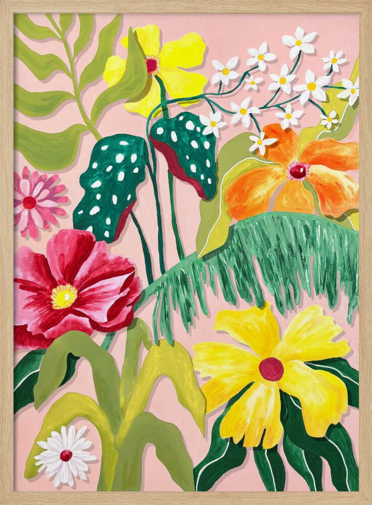 Vibrant Tropical Garden - Stretched Canvas, Poster or Fine Art Print - I Heart Wall Art - Poster Print, Canvas Print or Framed Art Print