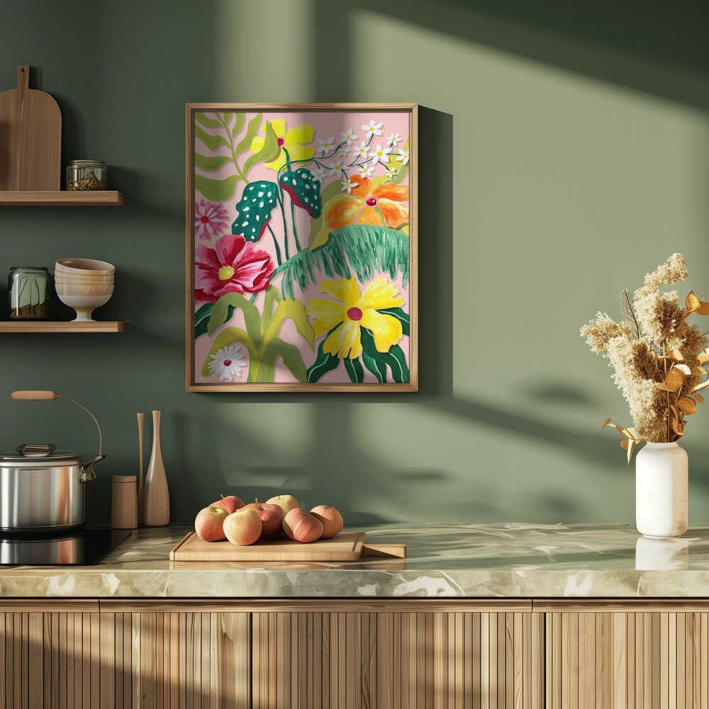 Vibrant Tropical Garden - Stretched Canvas, Poster or Fine Art Print - I Heart Wall Art - Poster Print, Canvas Print or Framed Art Print