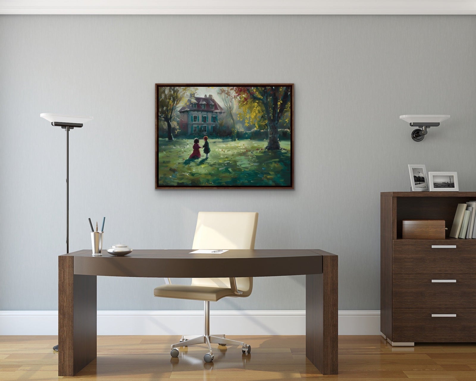 Victorian Kids - Vintage House Landscape Stretched Canvas, Wall Art Print I Heart Wall Art Australia